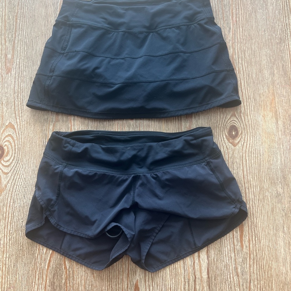 Black Lululemon speed shorts and skirt bundle